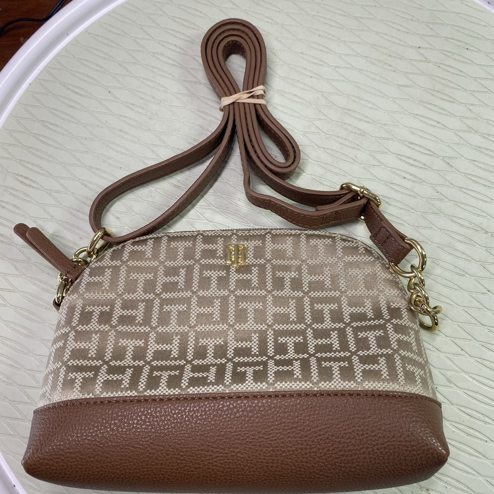 Tommy Hilfiger Womens Small crossbody Purse bag Tan/Brown Ask. Strap